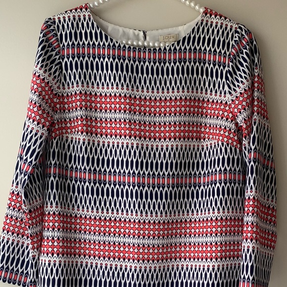 J. Crew Long Sleeve Patterned Shift Dress 0 - Picture 2 of 7
